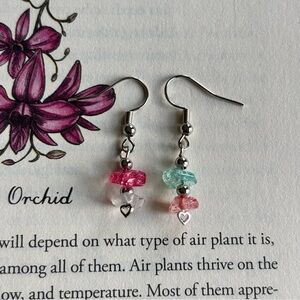 Cotton Candy + Hearts Asymmetrical Dangle Earrings